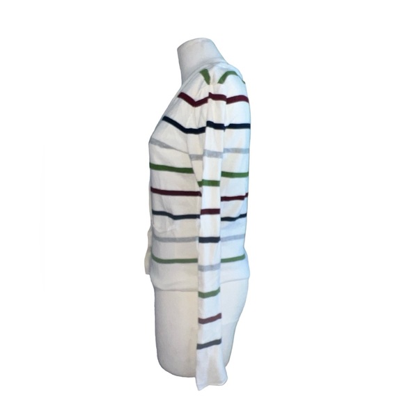 AEROPOSTALE | BUTTON DOWN V NECK STRIPED POCKETED LONG SLEEVE SWEATER MED - Picture 2 of 7